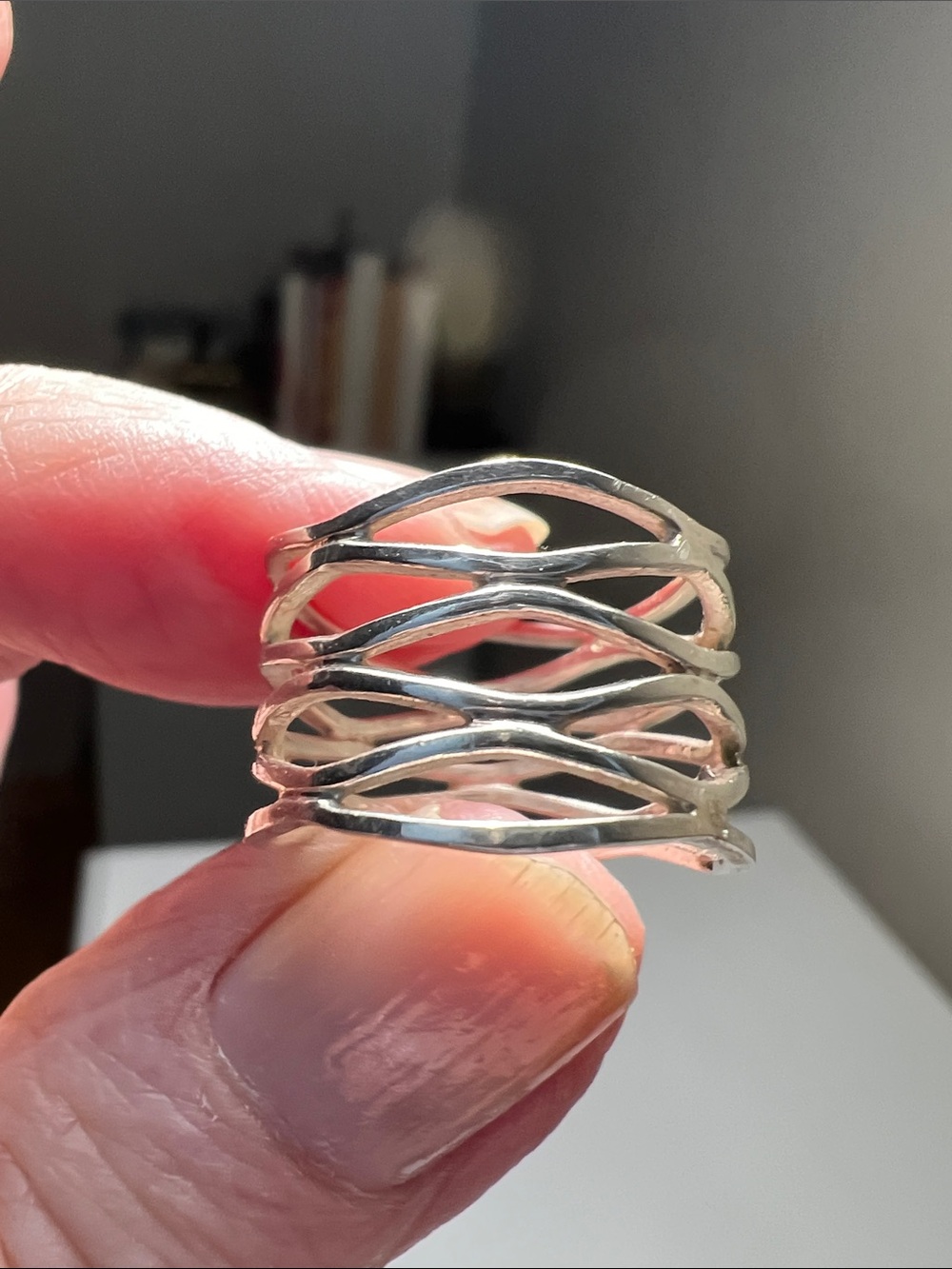 Sterling Silver Wave Stack Ring - Size 6 - Vintage